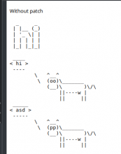 Cowsay figlet in Phorge before D25234.png (397×313 px, 8 KB)